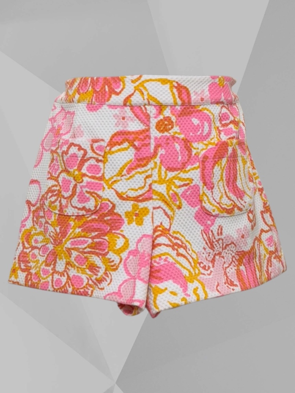 LILY PULITZER Alycia Shorts Poly/Cotton/Spandex 3" Inseam Pink/Orange.White VGUC